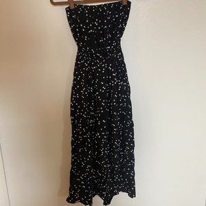 Strapless Wide Leg Polka Dot Cropped Jumpsuit, XS/S/M